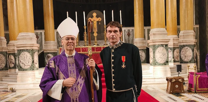 Auxiliary Bishop Nicholas Hudson with the lord mayor of Westminster, Robert Rigby, at Westminster Cathedral on Thursday, March 20, 2025.?w=200&h=150